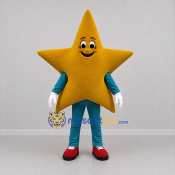 Custom Yellow and Blue Star Mascot Costume Adult Full Body Suit for School Events