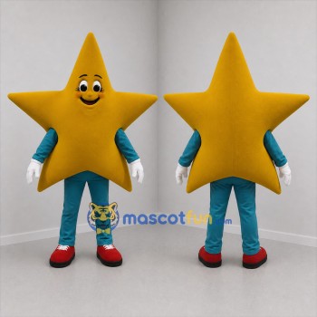 Custom Yellow and Blue Star Mascot Costume Adult Full Body Suit for School Events