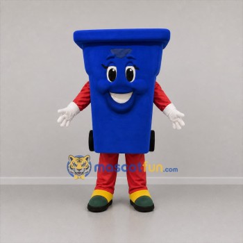 Custom Blue and Red Recycling Bin Mascot Costume Adult Full Body Suit for Environmental Events