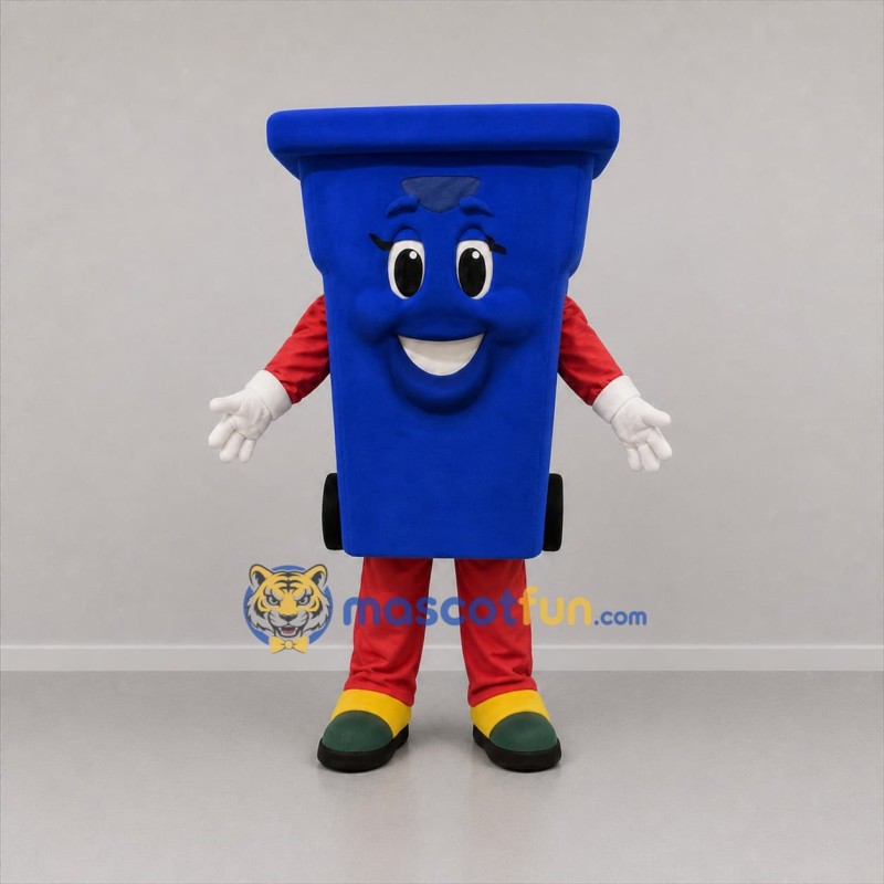 Custom Blue and Red Recycling Bin Mascot Costume Adult Full Body Suit for Environmental Events