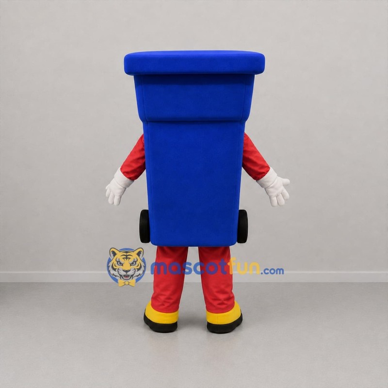 Custom Blue and Red Recycling Bin Mascot Costume Adult Full Body Suit for Environmental Events