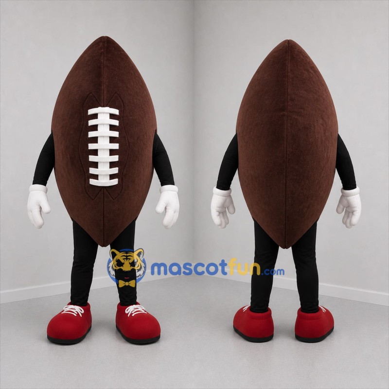 Custom Brown and White Football Mascot Costume Adult Full Body Suit for Football Games