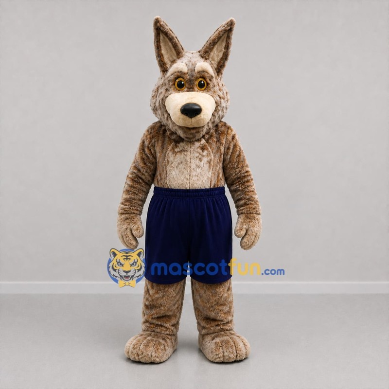 Custom Gray and Blue Canine Mascot Costume Adult Full Body Suit for Sports Events
