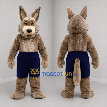 Custom Gray and Blue Canine Mascot Costume Adult Full Body Suit for Sports Events