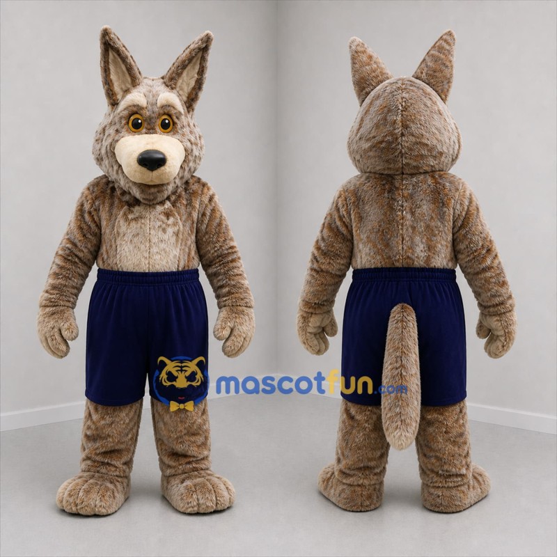 Custom Gray and Blue Canine Mascot Costume Adult Full Body Suit for Sports Events