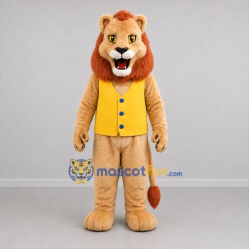 Custom Tan and Yellow Lion Mascot Costume Adult Full Body Suit for Community Events