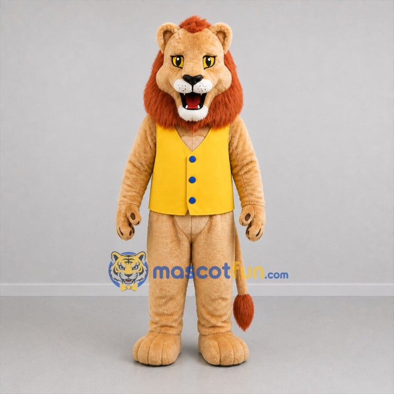Custom Tan and Yellow Lion Mascot Costume Adult Full Body Suit for Community Events