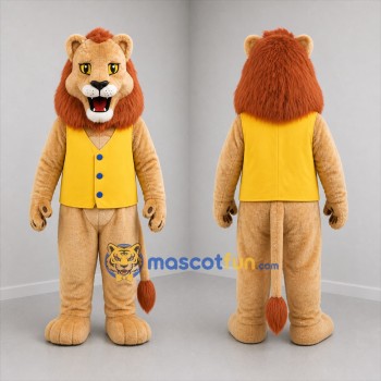 Custom Tan and Yellow Lion Mascot Costume Adult Full Body Suit for Community Events