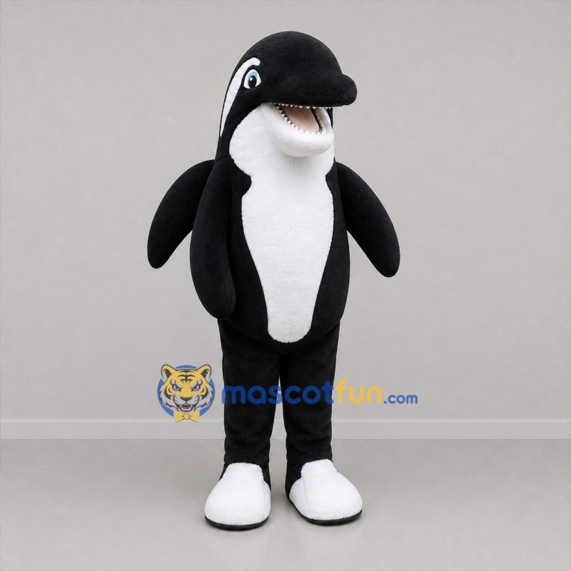 Custom Black and White Orca Mascot Costume Adult Full Body Suit for Ocean Events