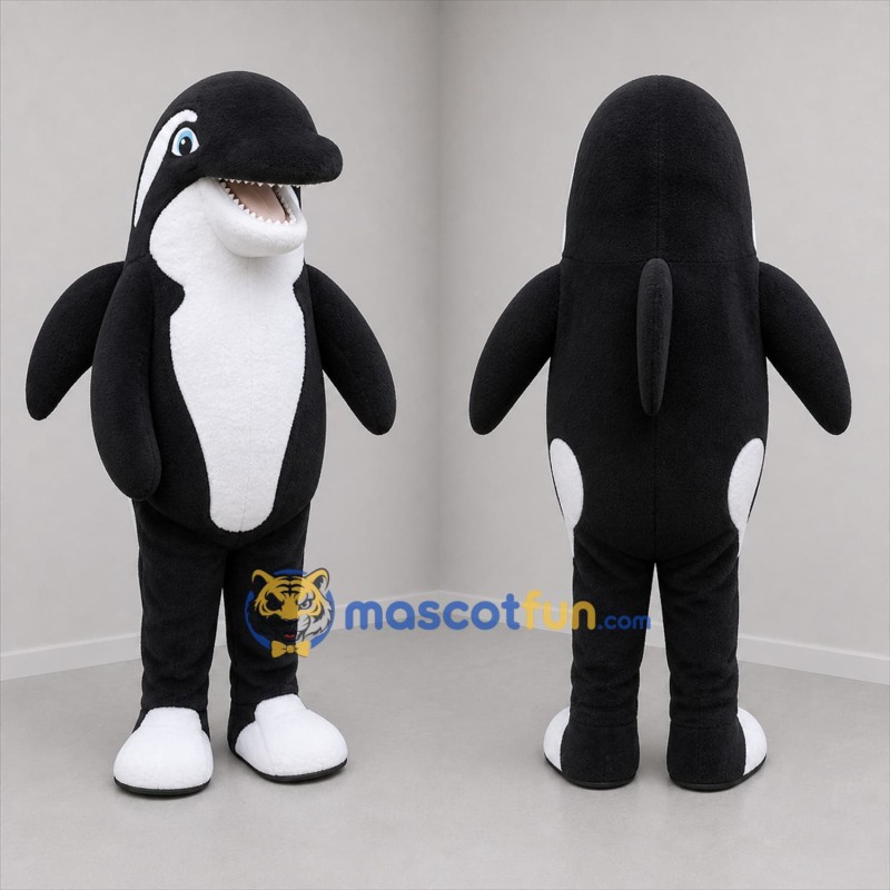 Custom Black and White Orca Mascot Costume Adult Full Body Suit for Ocean Events