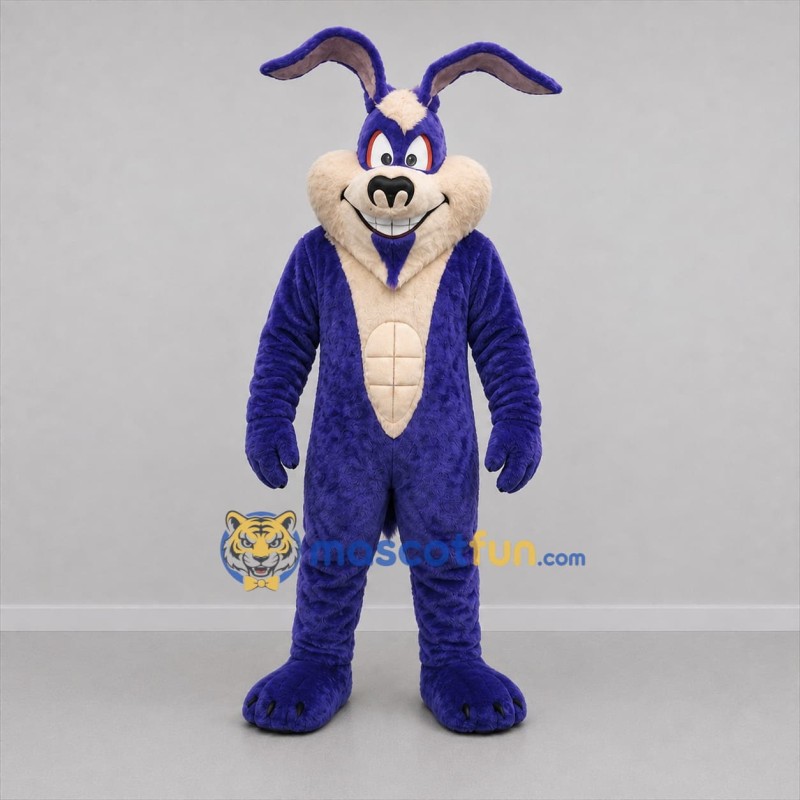 Custom Purple and Cream Bunny Mascot Costume Adult Full Body Suit for Halloween Events