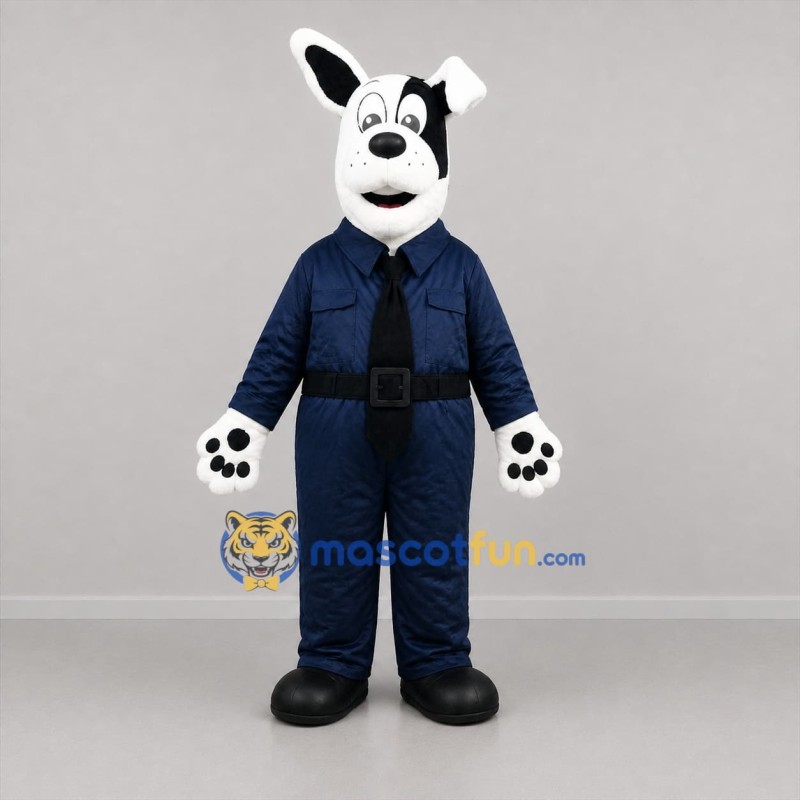 Custom White and Blue Police Dog Mascot Costume Adult Full Body Suit for Community Events