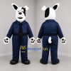 Custom White and Blue Police Dog Mascot Costume Adult Full Body Suit for Community Events