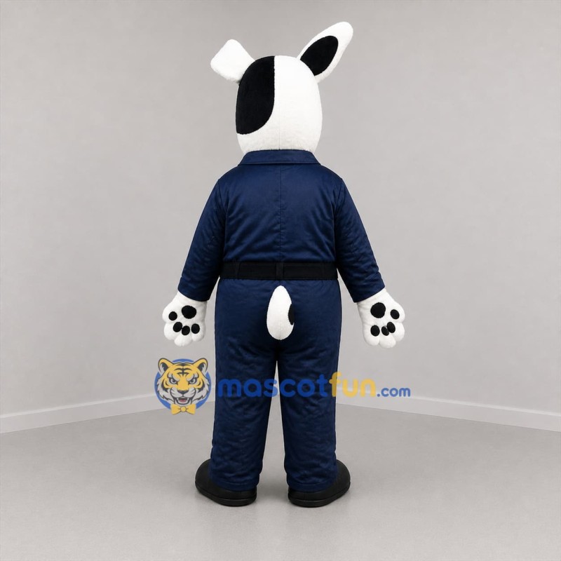 Custom White and Blue Police Dog Mascot Costume Adult Full Body Suit for Community Events