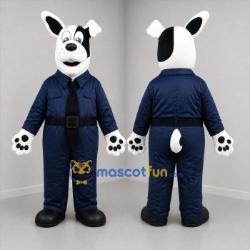 Custom White and Blue Police Dog Mascot Costume Adult Full Body Suit for Community Events