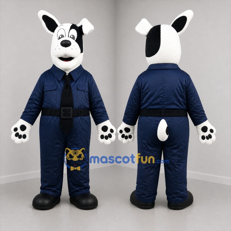 Custom White and Blue Police Dog Mascot Costume Adult Full Body Suit for Community Events