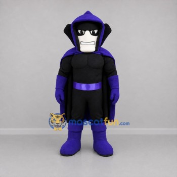 Custom Black and Purple Hooded Villain Mascot Costume Adult Full Body Suit for Halloween Events
