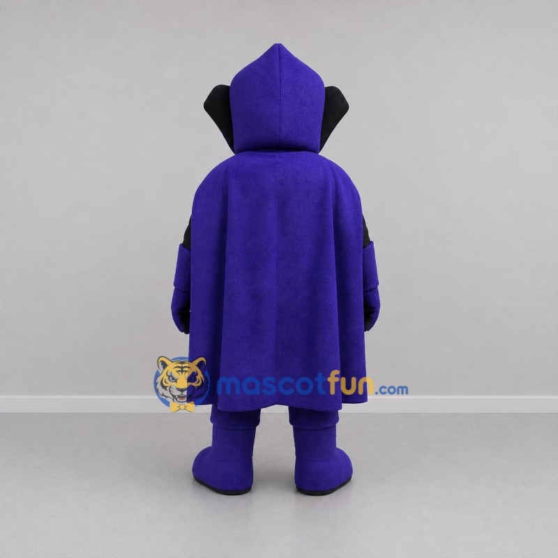 Custom Black and Purple Hooded Villain Mascot Costume Adult Full Body Suit for Halloween Events