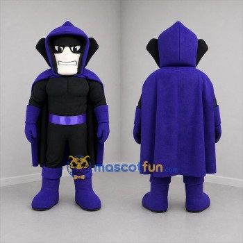 Custom Black and Purple Hooded Villain Mascot Costume Adult Full Body Suit for Halloween Events