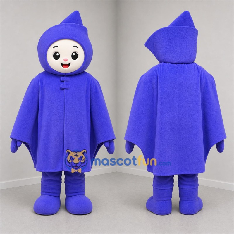 Custom Purple Hooded Character Mascot Costume Adult Full Body Suit for Theater Events