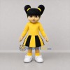 Custom Yellow and Black Girl Mascot Costume Adult Full Body Suit for School Events