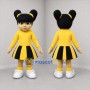 Custom Yellow and Black Girl Mascot Costume Adult Full Body Suit for School Events