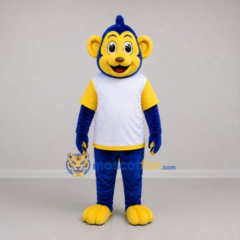 Custom Blue and Yellow Monkey Mascot Costume Adult Full Body Suit for Sports Events