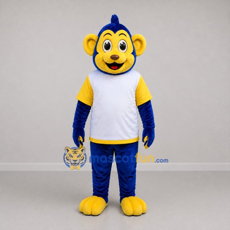 Custom Blue and Yellow Monkey Mascot Costume Adult Full Body Suit for Sports Events