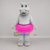 Custom Gray and Pink Ballerina Hippo Mascot Costume Adult Full Body Suit for Dance Events