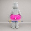 Custom Gray and Pink Ballerina Hippo Mascot Costume Adult Full Body Suit for Dance Events