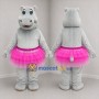 Custom Gray and Pink Ballerina Hippo Mascot Costume Adult Full Body Suit for Dance Events
