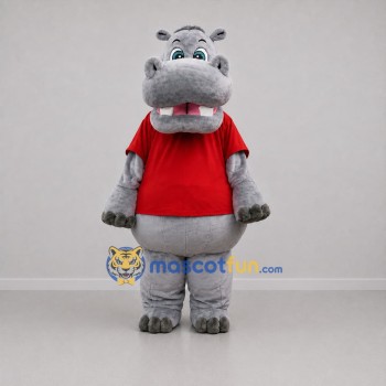 Custom Gray and Red Hippo Mascot Costume Adult Full Body Suit for Zoo Events