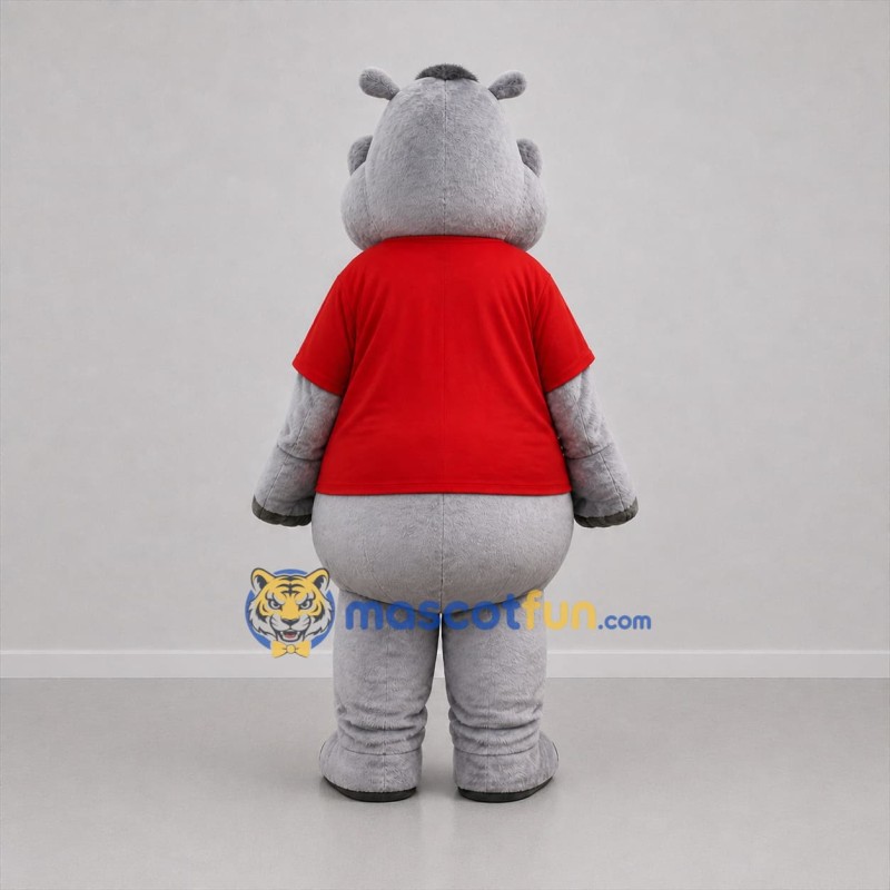 Custom Gray and Red Hippo Mascot Costume Adult Full Body Suit for Zoo Events