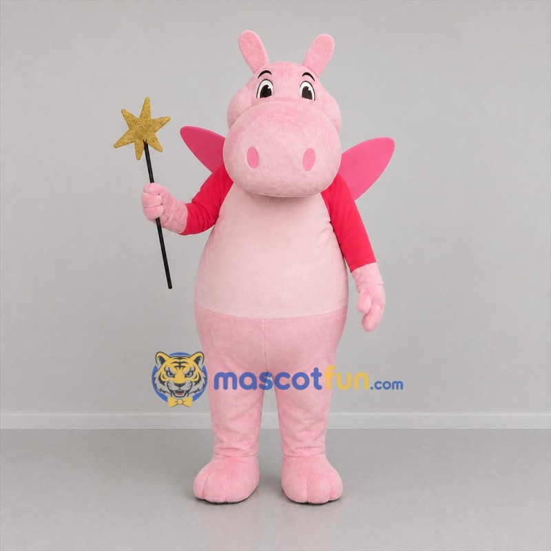 Custom Pink Fairy Hippo Mascot Costume Adult Full Body Suit for Fairytale Events