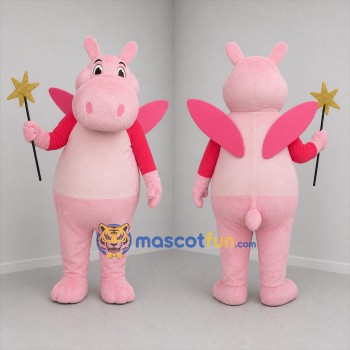 Custom Pink Fairy Hippo Mascot Costume Adult Full Body Suit for Fairytale Events