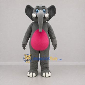 Custom Gray and Pink Elephant Mascot Costume Adult Full Body Suit for Zoo Events
