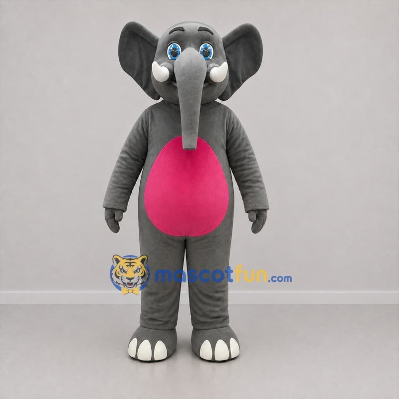 Custom Gray and Pink Elephant Mascot Costume Adult Full Body Suit for Zoo Events