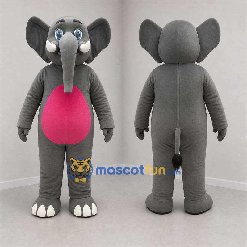 Custom Gray and Pink Elephant Mascot Costume Adult Full Body Suit for Zoo Events