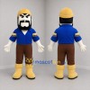 Custom Blue and Yellow Bearded Worker Mascot Costume Adult Full Body Suit for Community Events