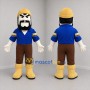 Custom Blue and Yellow Bearded Worker Mascot Costume Adult Full Body Suit for Community Events