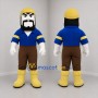 Custom Blue and Yellow Bearded Worker Mascot Costume Adult Full Body Suit for Community Events