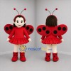 Custom Red and Black Ladybug Girl Mascot Costume Adult Full Body Suit for Garden Events