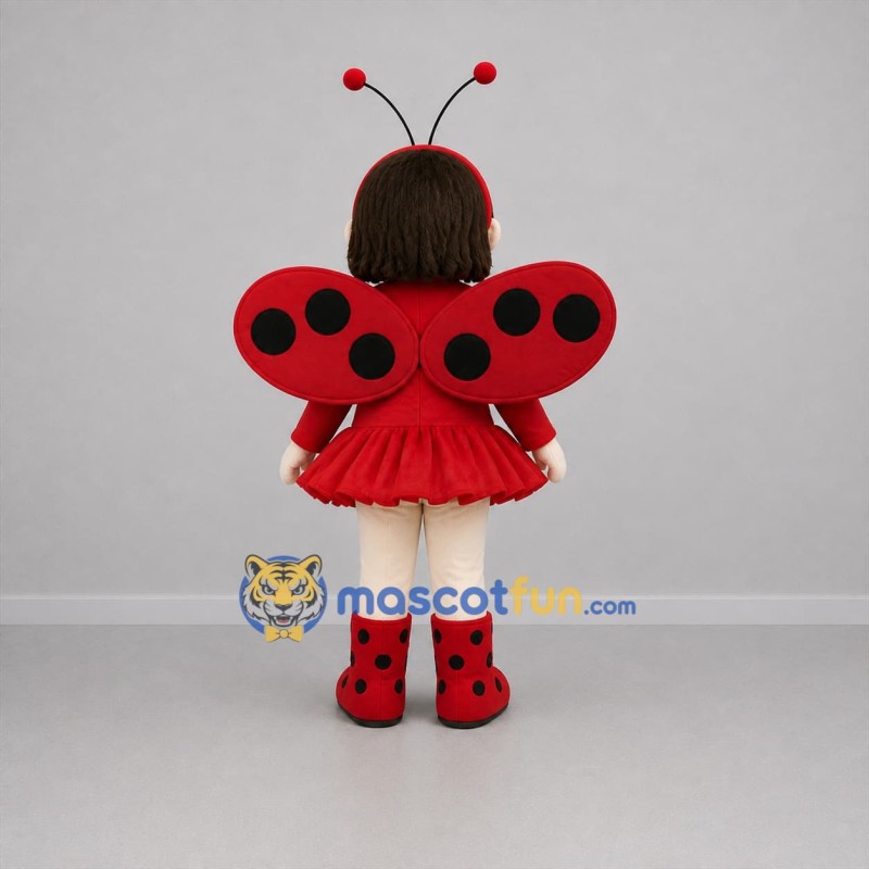 Custom Red and Black Ladybug Girl Mascot Costume Adult Full Body Suit for Garden Events