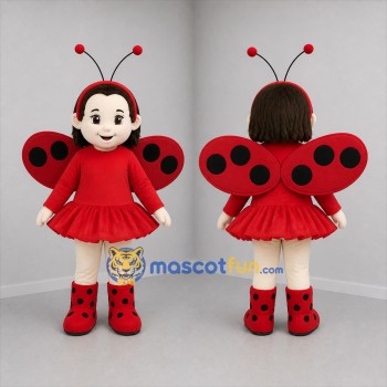 Custom Red and Black Ladybug Girl Mascot Costume Adult Full Body Suit for Garden Events