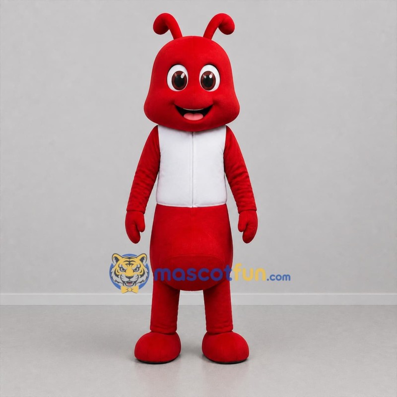 Custom Red and White Ant Mascot Costume Adult Full Body Suit for Garden Events