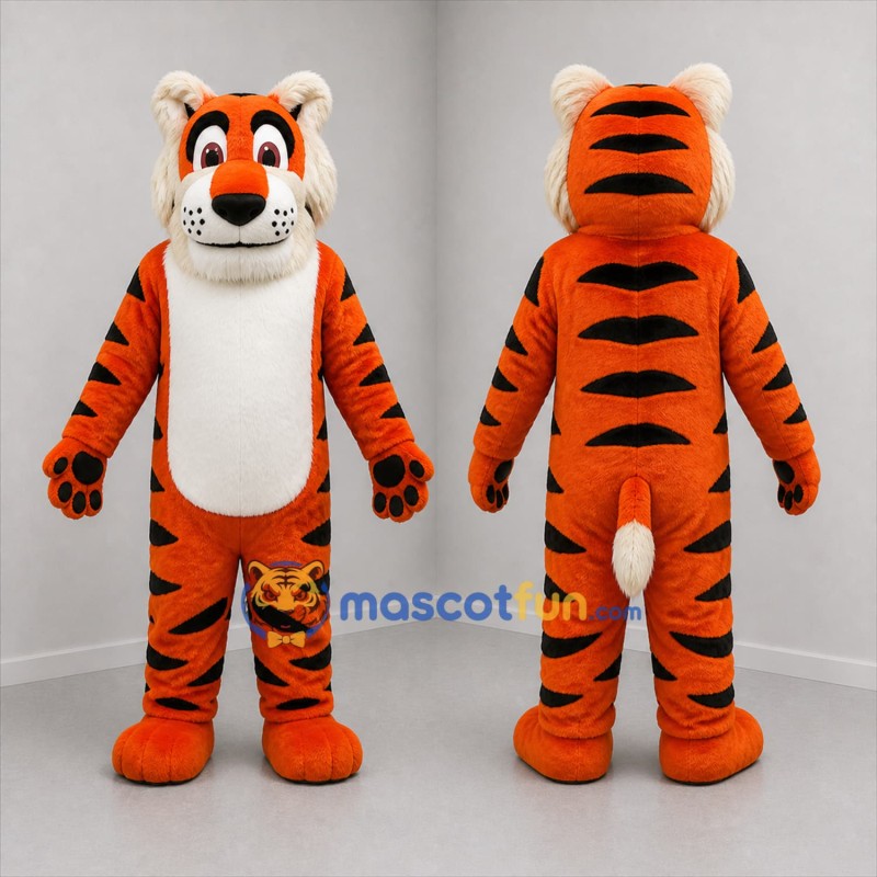 Custom Orange and Black Tiger Mascot Costume Adult Full Body Suit for School Events
