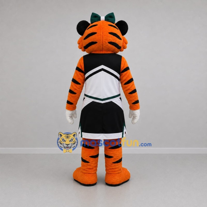 Custom Orange and White Tiger Cheerleader Mascot Costume Adult Full Body Suit for Sports Events