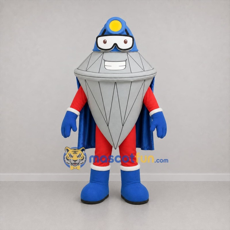 Custom Silver and Blue Diamond Superhero Mascot Costume Adult Full Body Suit for Promotional Events