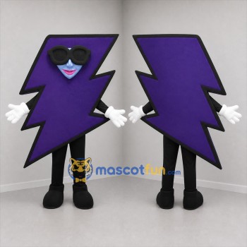 Custom Purple and Black Lightning Bolt Mascot Costume Adult Full Body Suit for Sports Events