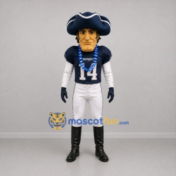 Custom Blue and White Patriot Mascot Costume Adult Full Body Suit for Football Games